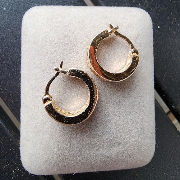Elegant Moissanite 24k Gold On 925 Hoop Earrings - Picture 2 of 11